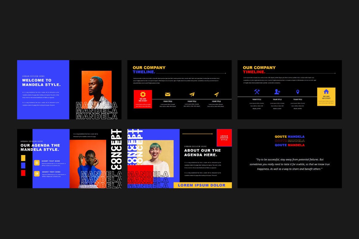 潮流酸性街头潮牌摄影作品集演示文稿设计PPT+Keynote模板 Mandela - Powerpoint Presentation Templates_img_2