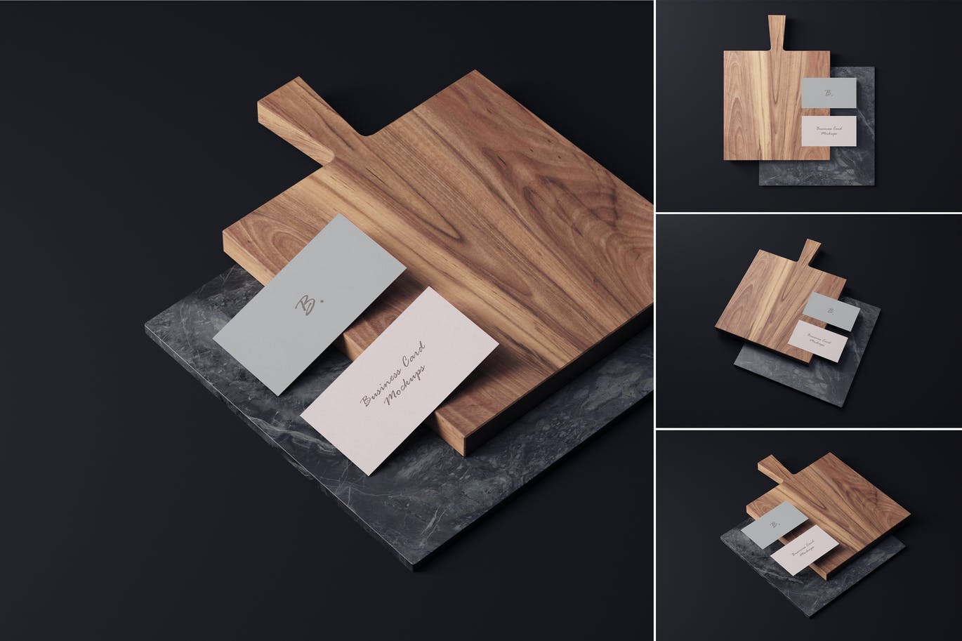 4个商务名片卡片设计样机模板 Business Card Mockups_img_2