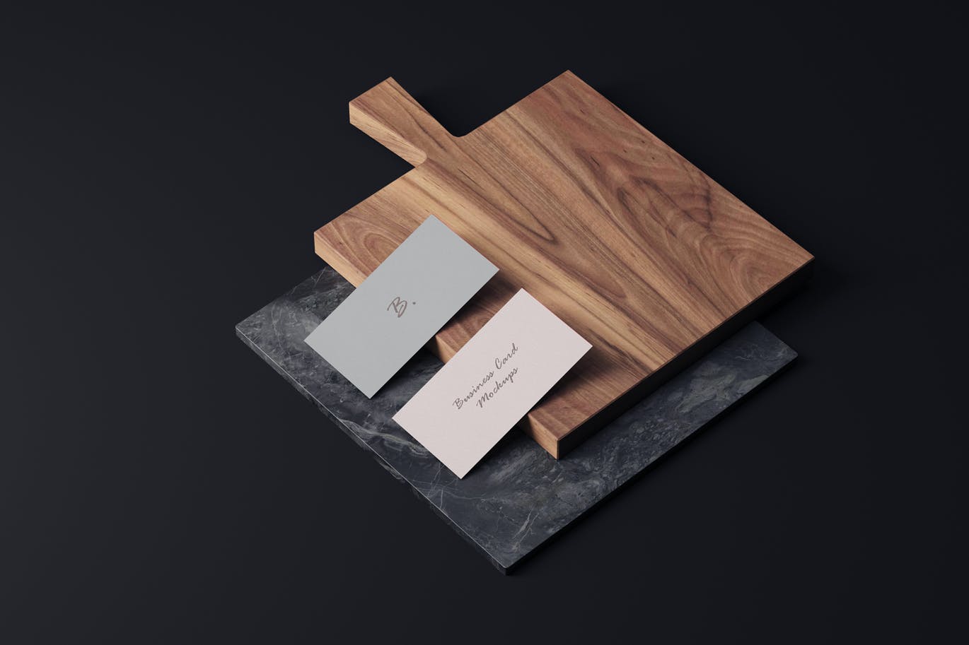 4个商务名片卡片设计样机模板 Business Card Mockups_img_2