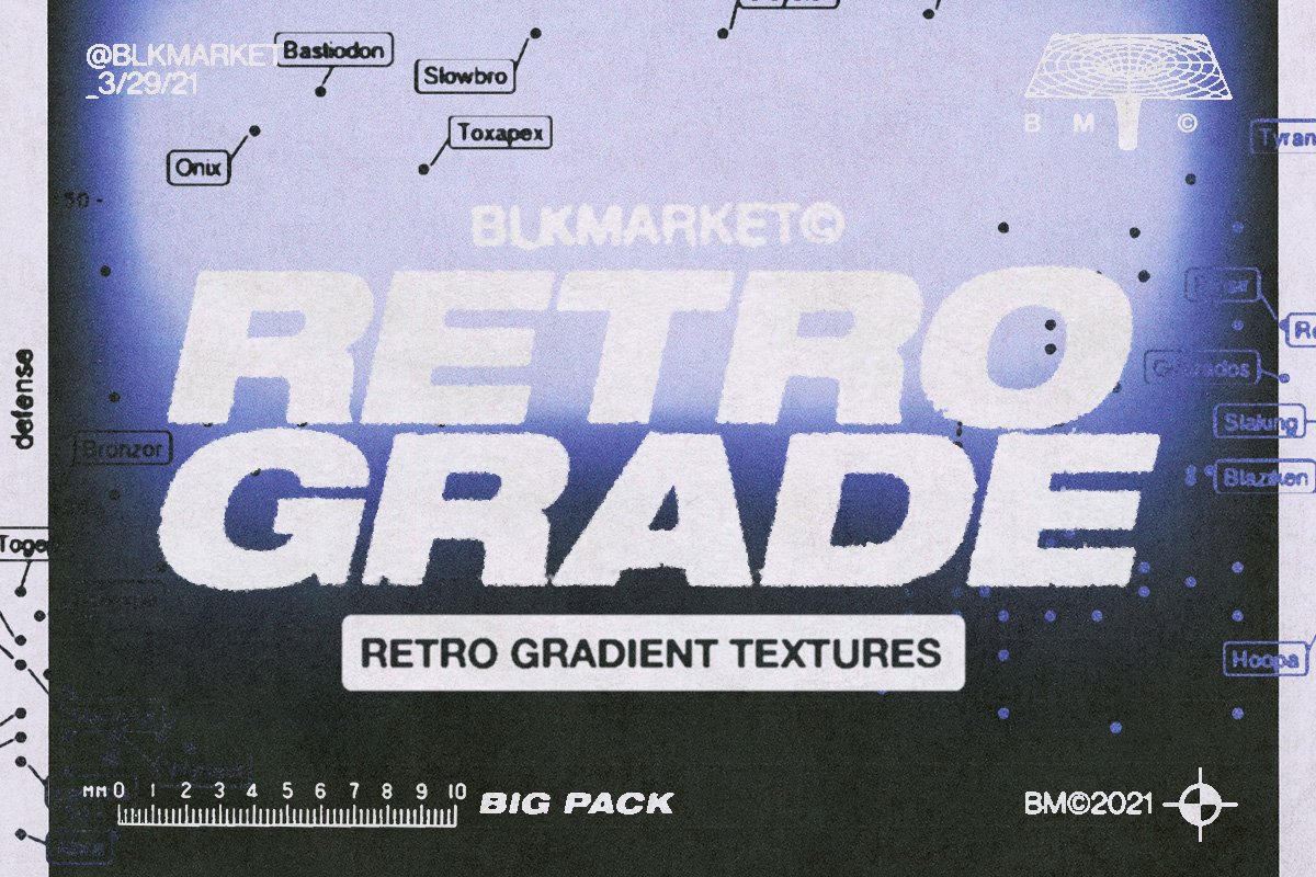 26个潮流复古渐变模糊噪点颗粒纹理海报设计背景图片素材 Blkmarket - Retro Gradient Textures_img_2