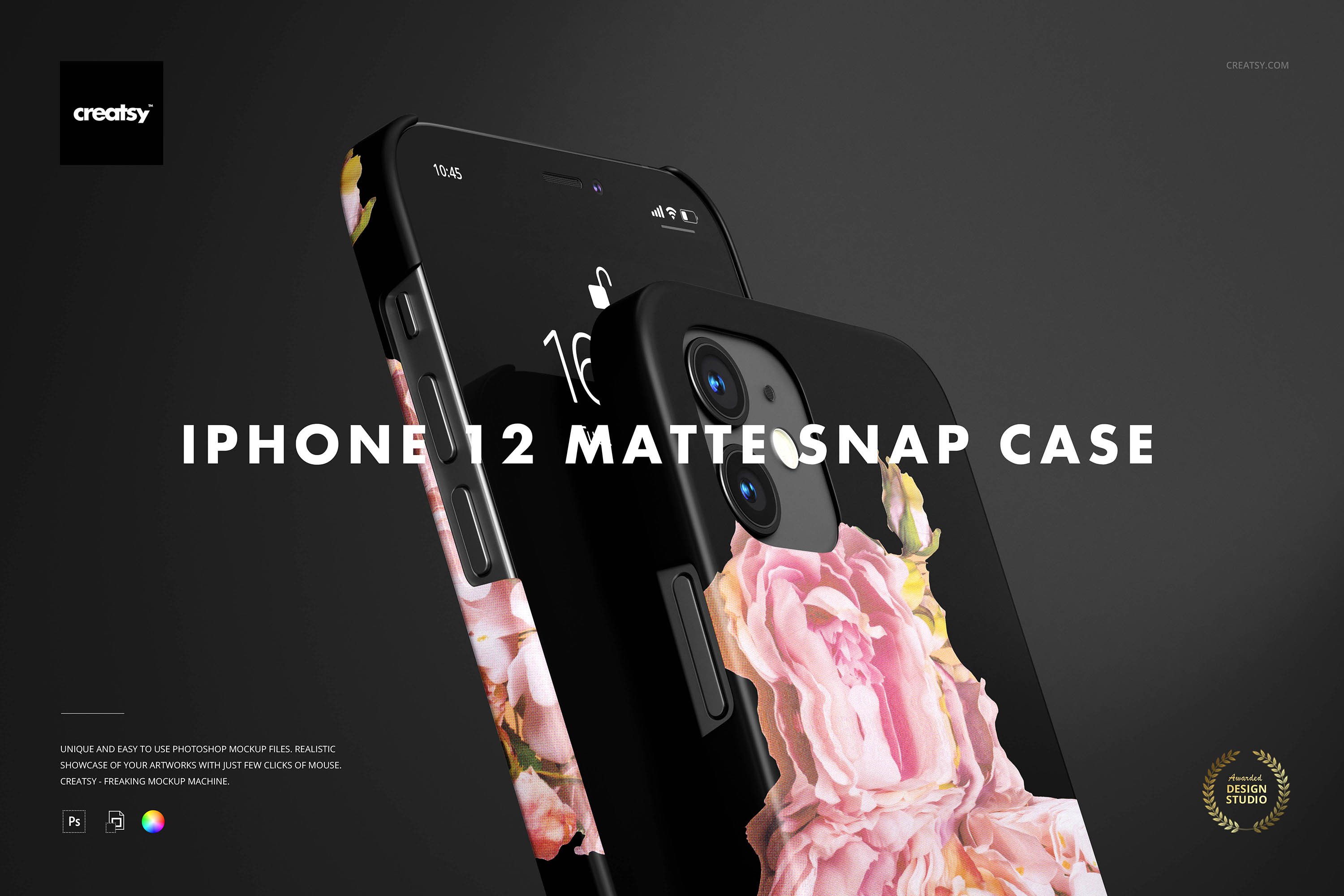 26款时尚磨砂iPhone 12手机保护壳外观设计PSD样机模板 iPhone 12 Matte Snap Case 1 Mockup_img_2