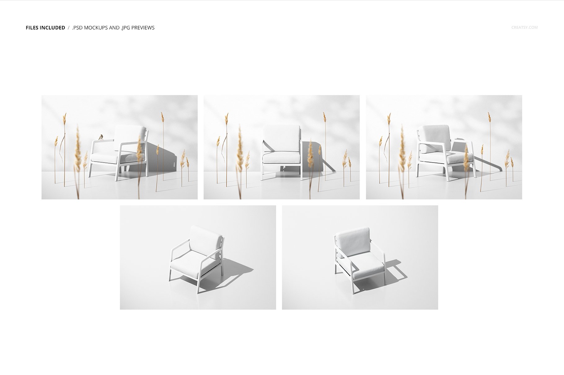 时尚休闲木质扶手椅子设计样机套装 Lounge Chair Mockup Set_img_2