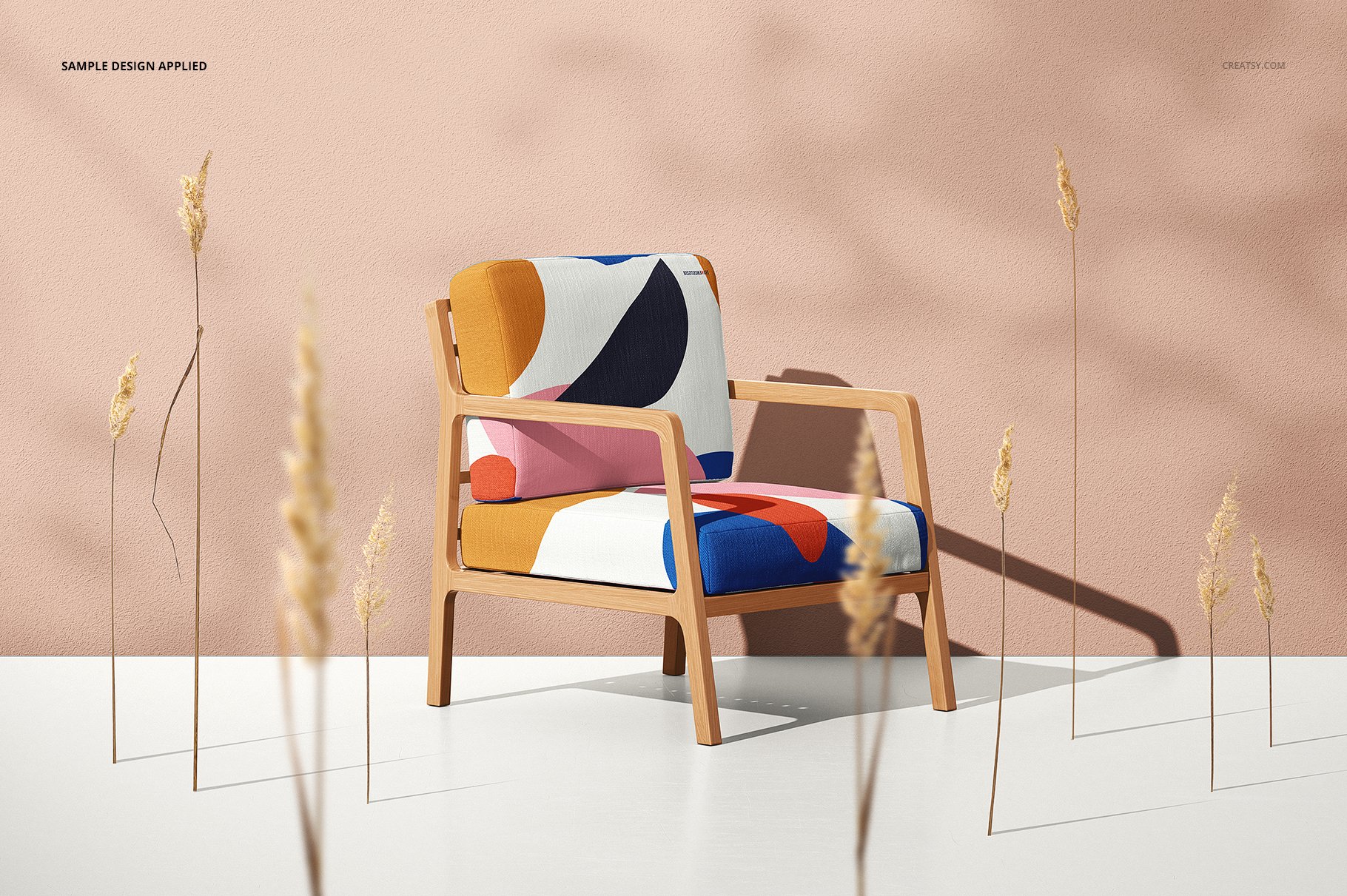 时尚休闲木质扶手椅子设计样机套装 Lounge Chair Mockup Set_img_2