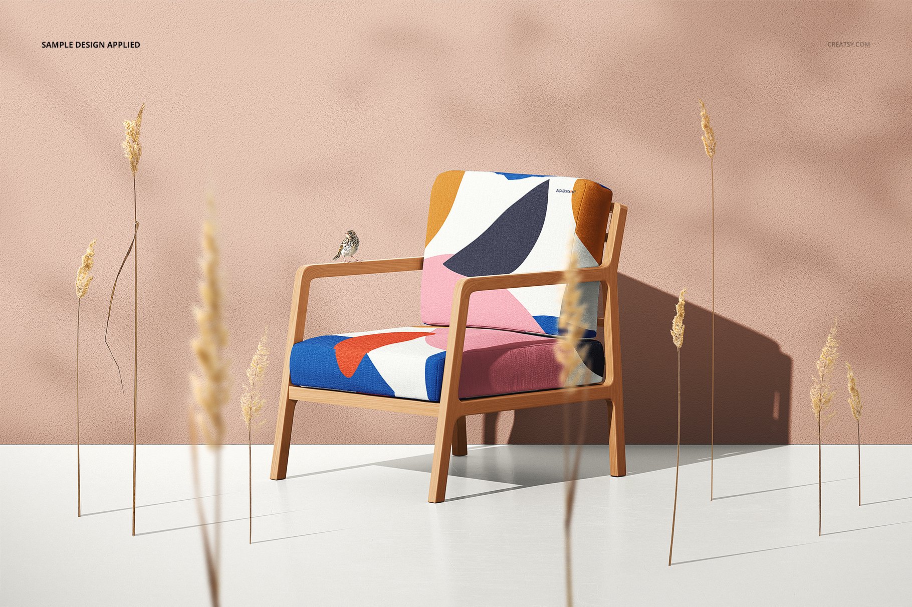 时尚休闲木质扶手椅子设计样机套装 Lounge Chair Mockup Set_img_2