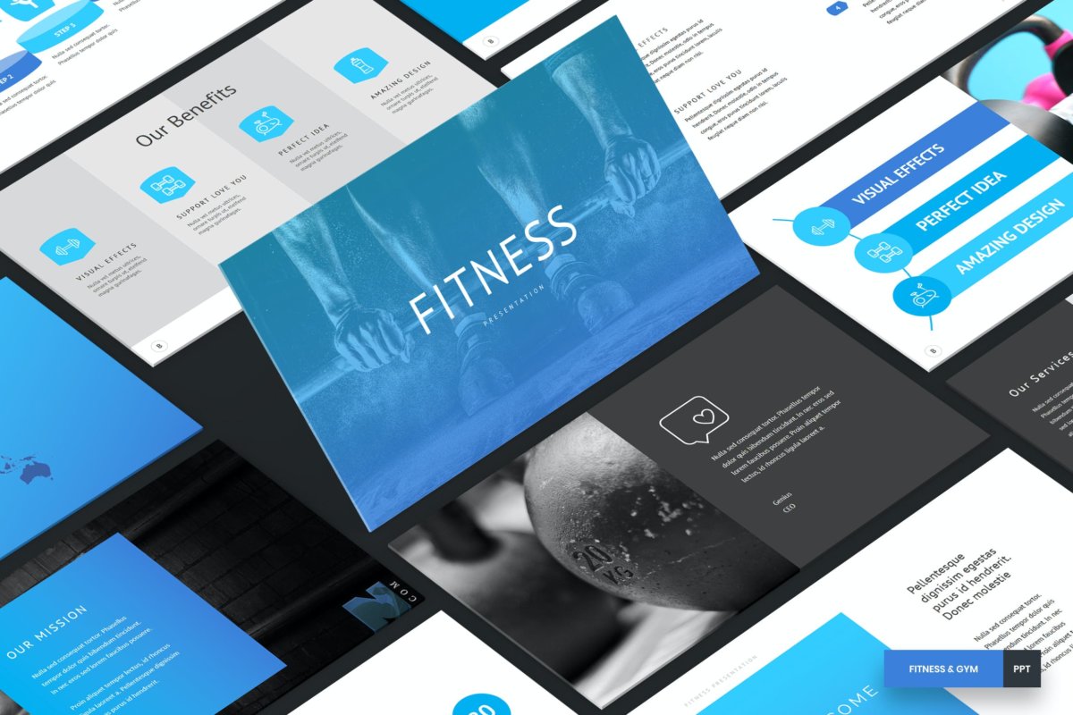 时尚简约健身主题营销策划演示文稿设计模板 Fitness and Gym - PowerPoint Template_img_2