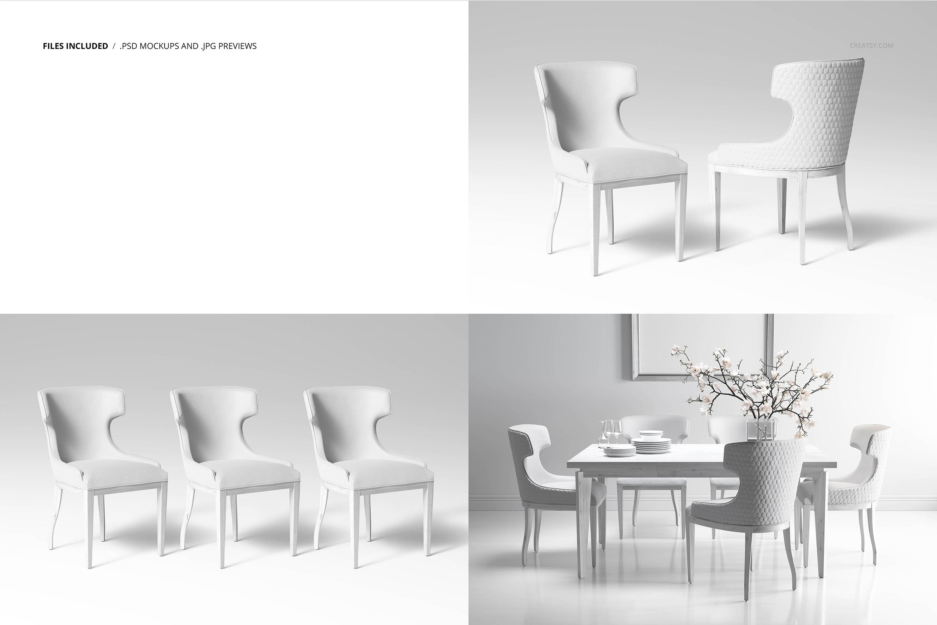 时尚室内餐厅椅子外观设计展示贴图样机模板合集 Dining Room Chair Mockup Set_img_2