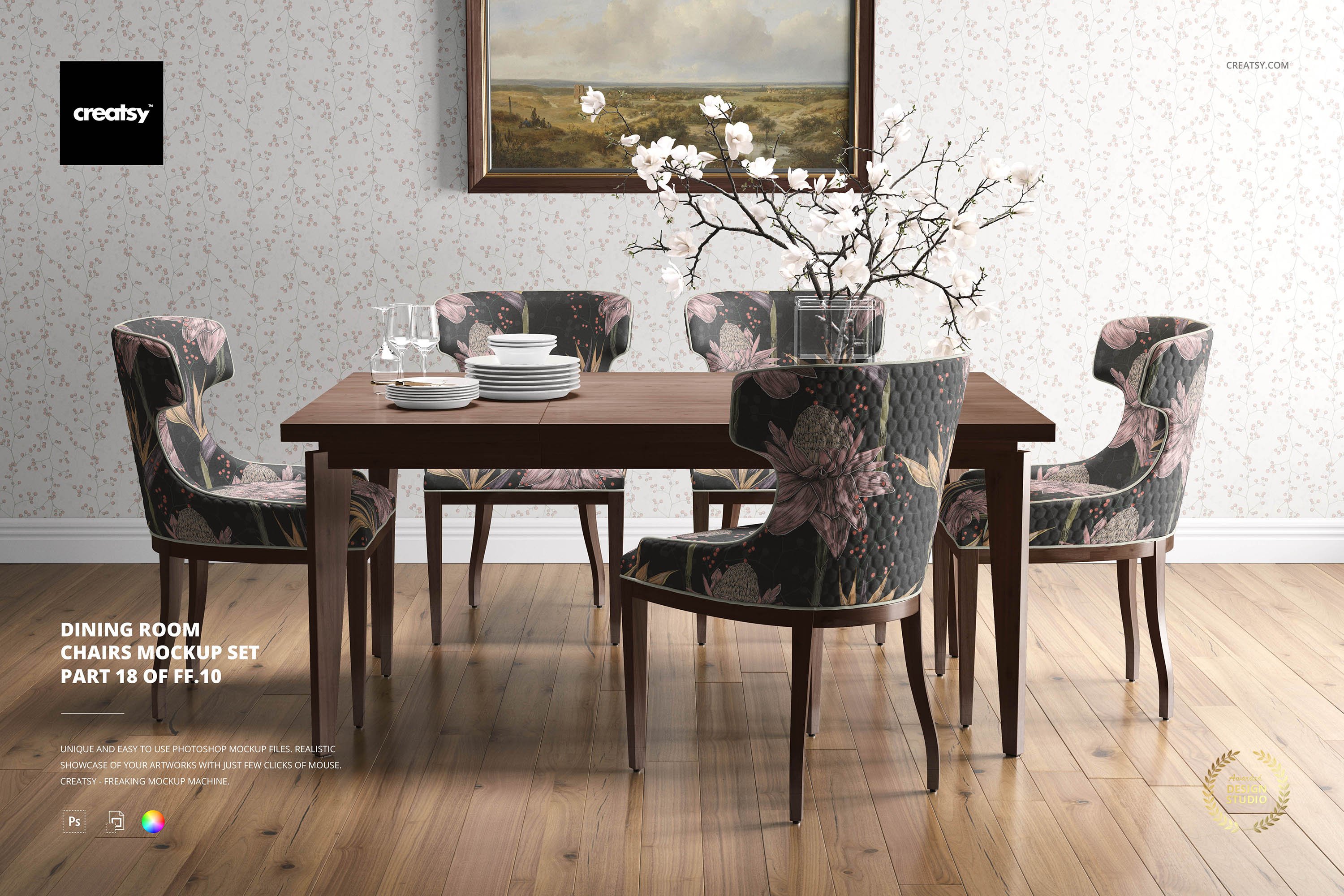 时尚室内餐厅椅子外观设计展示贴图样机模板合集 Dining Room Chair Mockup Set_img_2