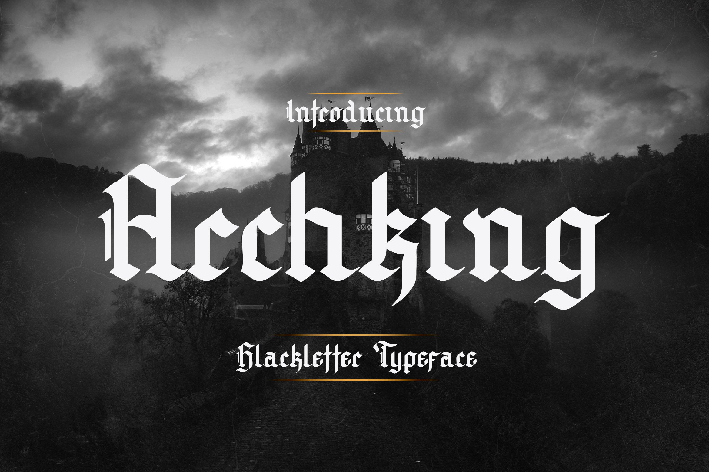 现代时尚哥特式海报标题品牌徽标Logo英文字体素材 Archking - Blackletter Typeface_img_2