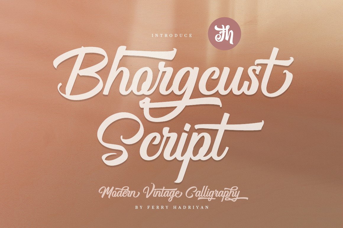 时尚毛笔书法标题徽标Logo设计手写英文字体素材 Bhorgcust - Script Font_img_2