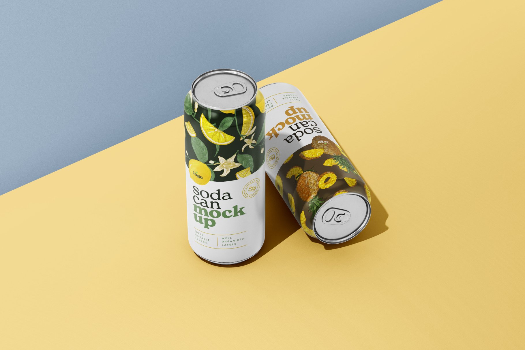 10个时尚500毫升果汁苏打汽水易拉罐设计样机模板 500ML Soda Can Mockup_img_2