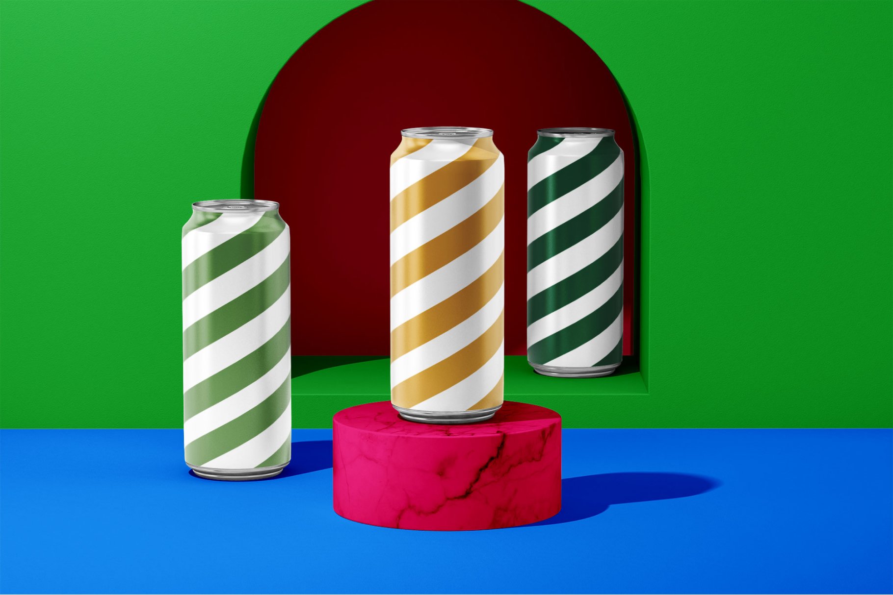 10个时尚500毫升果汁苏打汽水易拉罐设计样机模板 500ML Soda Can Mockup_img_2