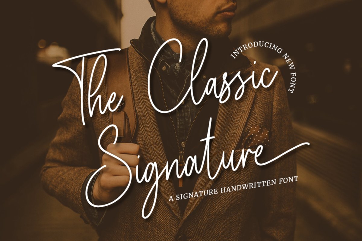 潮流复古品牌徽标设计签名手写字体 The Classic Signature_img_2