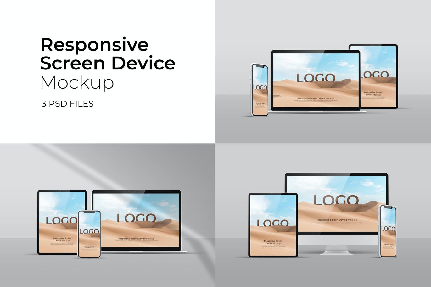 自适应网页设计苹果设备屏幕演示样机PSD模板 Responsive Screen Devices Mockup_img_2