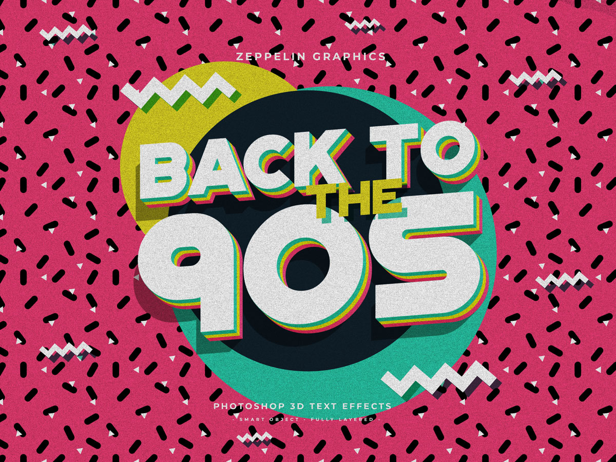 10个复古90年代3D立体标题徽标Logo设计PS样机模板素材 90s Text Effects_img_2