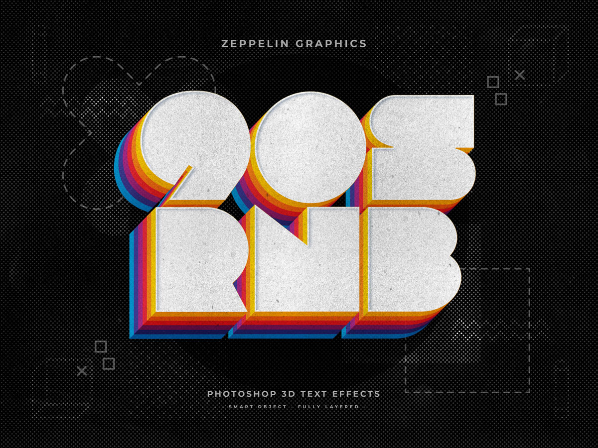 10个复古90年代3D立体标题徽标Logo设计PS样机模板素材 90s Text Effects_img_2