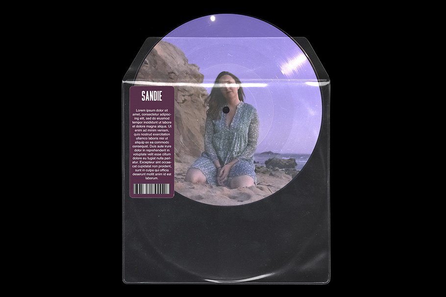 潮流复古音乐专辑CD光盘塑料包装袋设计样机PS素材 Picture Disc Vinyl MockUp_img_2