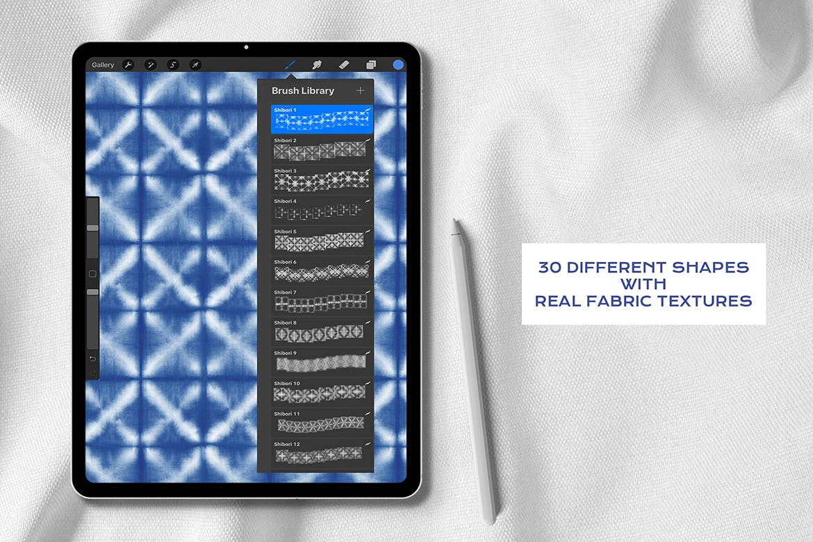 20款面料扎然艺术绘画iPad Procreate笔刷设计素材 Procreate Tie Dye Shibori Seamless Pattern Brushes_img_2
