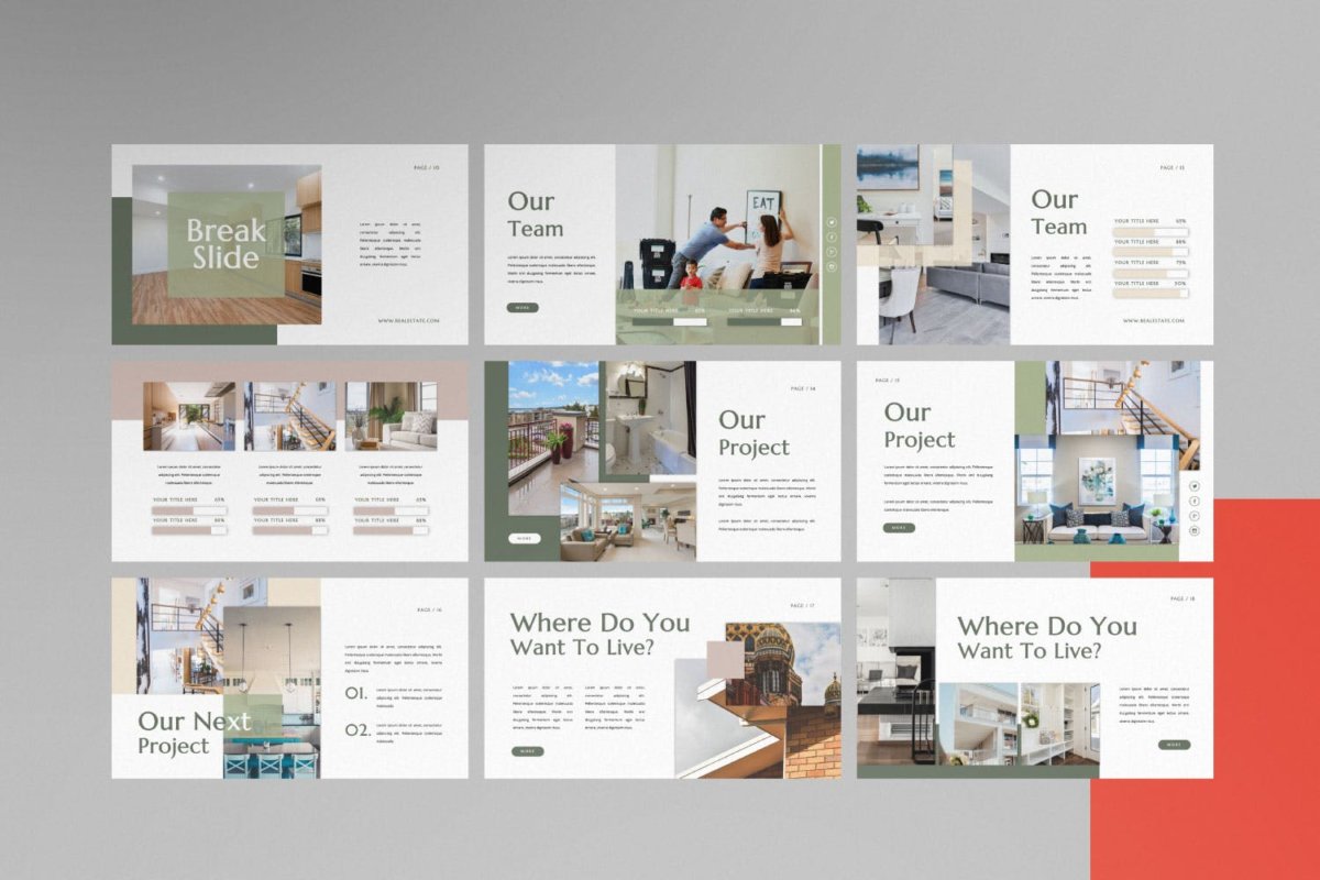 现代简约房地产创意图文排版演示文稿设计模板 Real Estate Creative Presentation Template_img_2