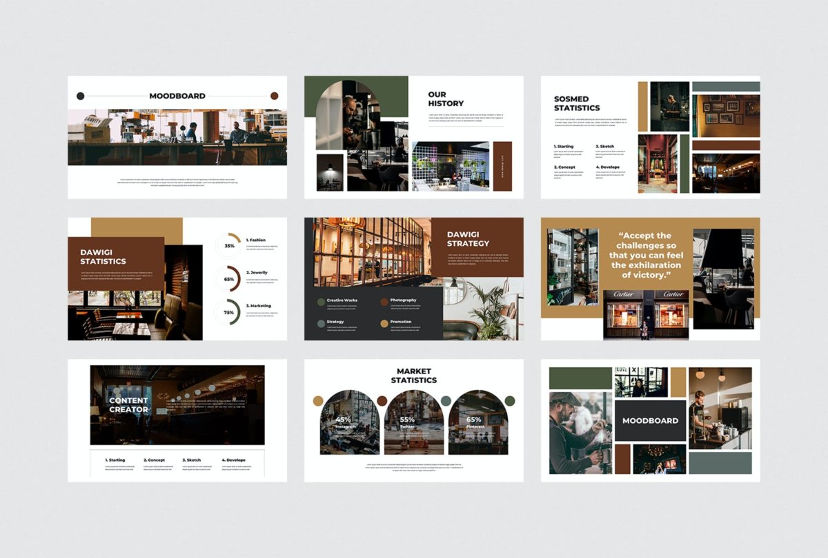 时尚简约咖啡馆摄影作品集演示文稿设计模板 Dawigi - Cafe Powerpoint Template_img_2