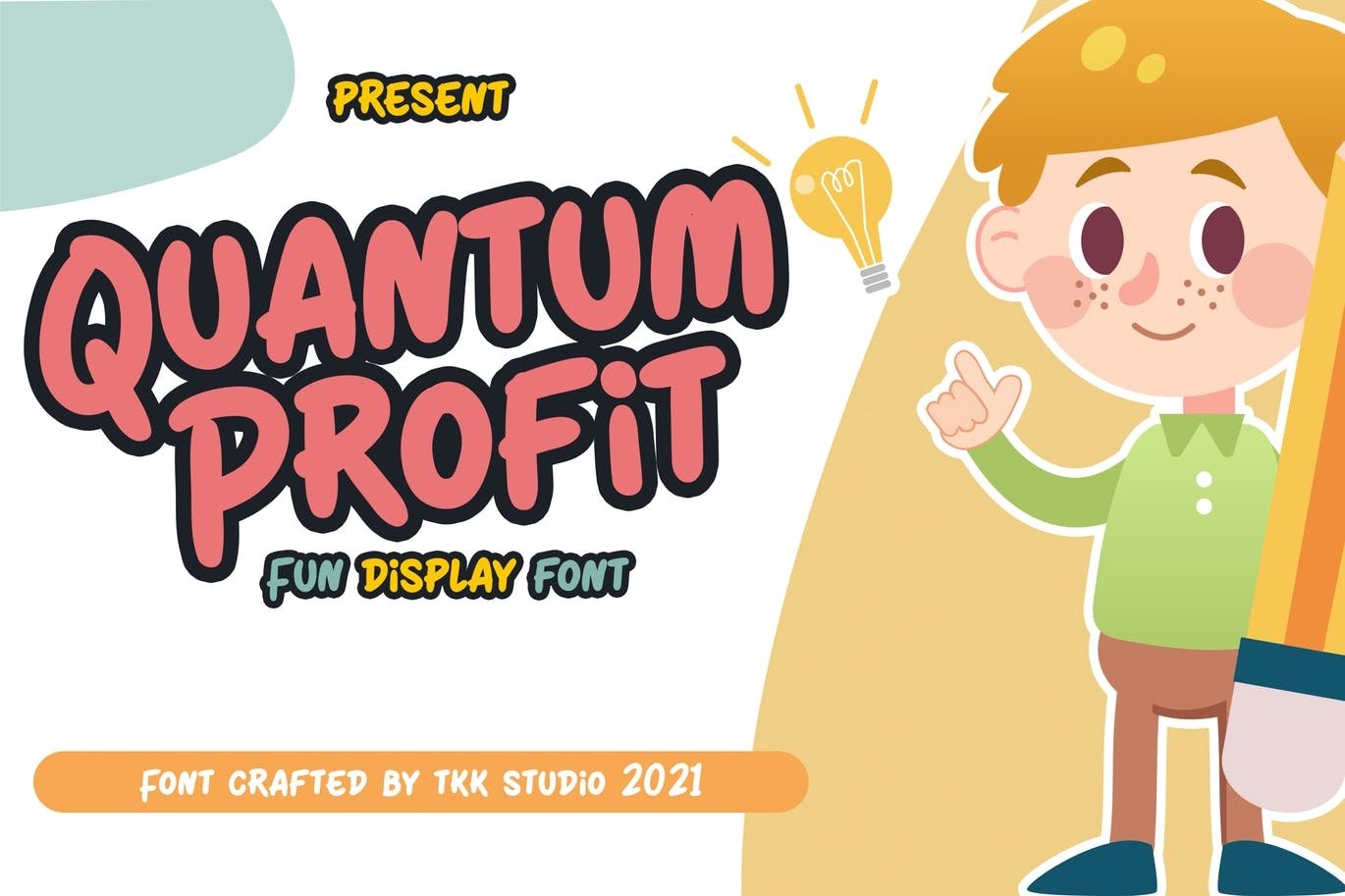 可爱卡通海报电影标题徽标Logo设计手写英文字体素材 Quantum Profit Font_img_2