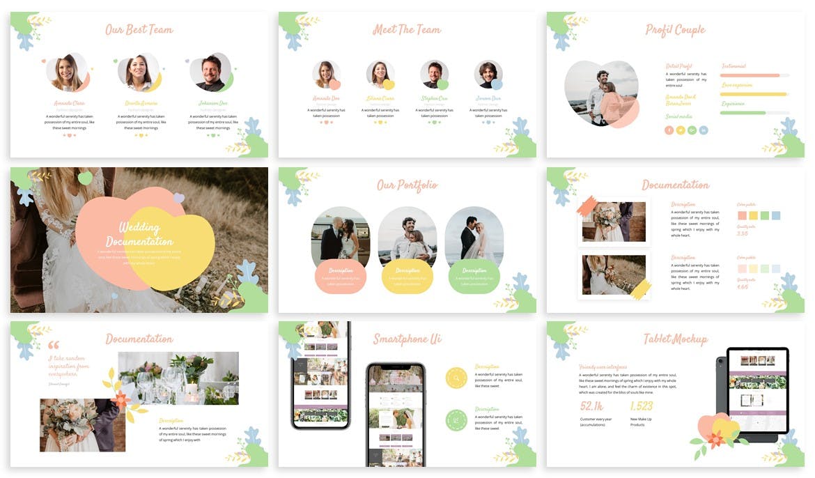 清新婚礼策划图文排版PPT幻灯片设计模板 Marena - Wedding Powerpoint Template_img_2