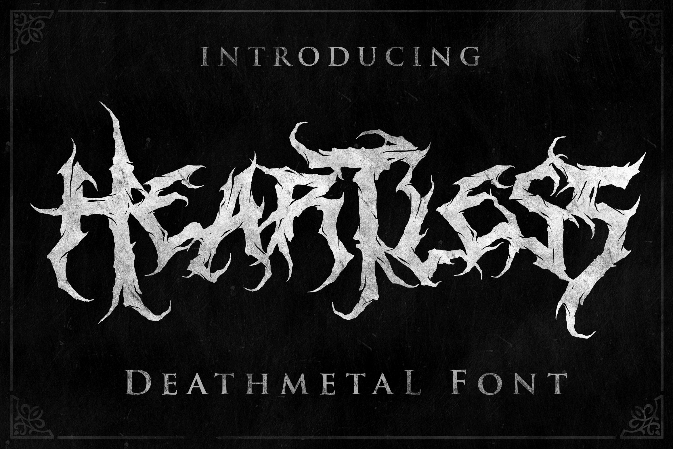 潮流逆反差酸性锋利毛刺标题徽标Logo设计装饰英文字体素材 Heartless-Great Deathmetal Font_img_2