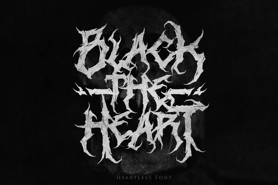 潮流逆反差酸性锋利毛刺标题徽标Logo设计装饰英文字体素材 Heartless-Great Deathmetal Font_img_2