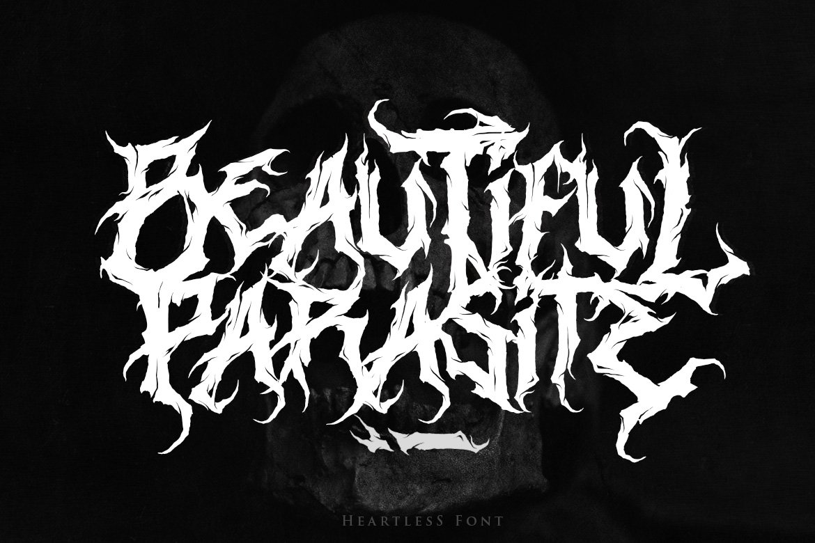 潮流逆反差酸性锋利毛刺标题徽标Logo设计装饰英文字体素材 Heartless-Great Deathmetal Font_img_2