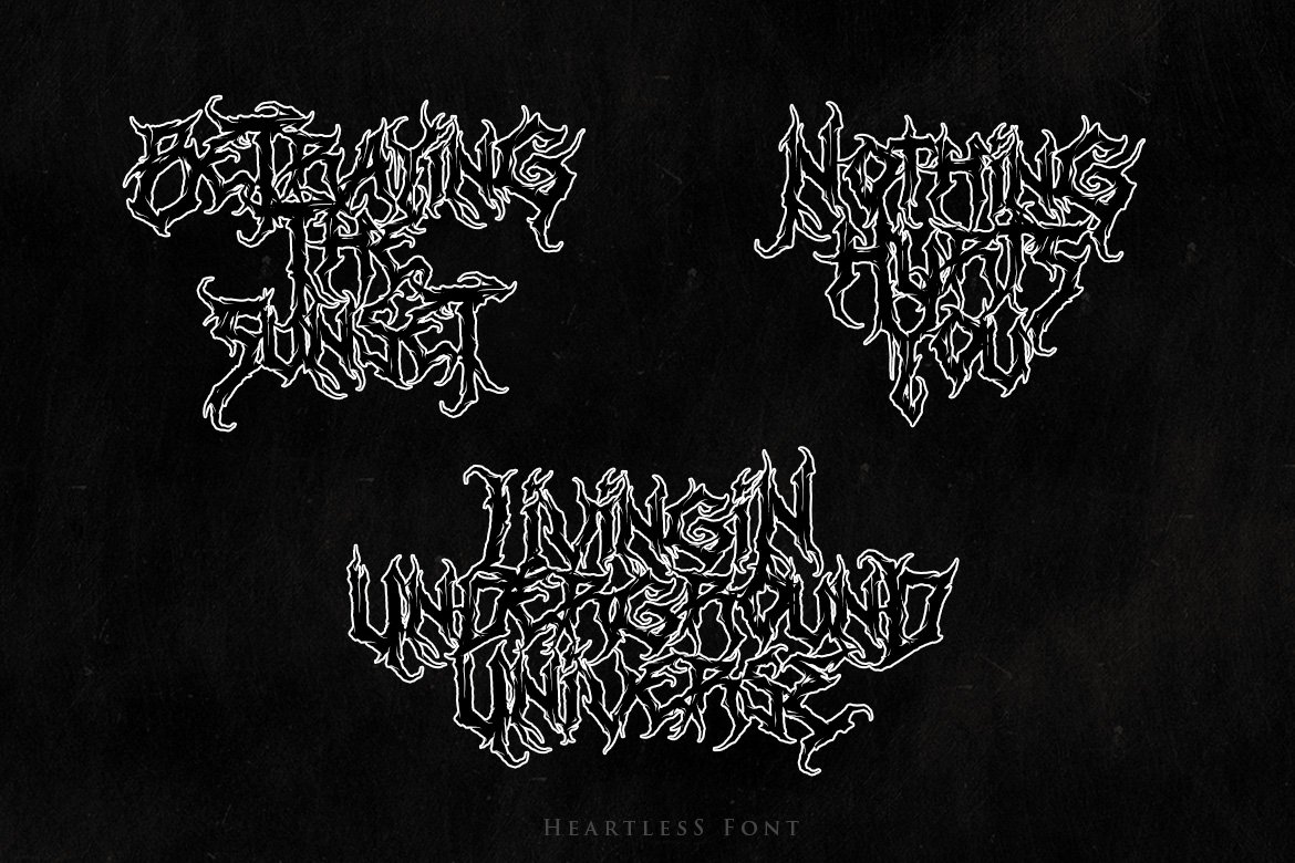 潮流逆反差酸性锋利毛刺标题徽标Logo设计装饰英文字体素材 Heartless-Great Deathmetal Font_img_2