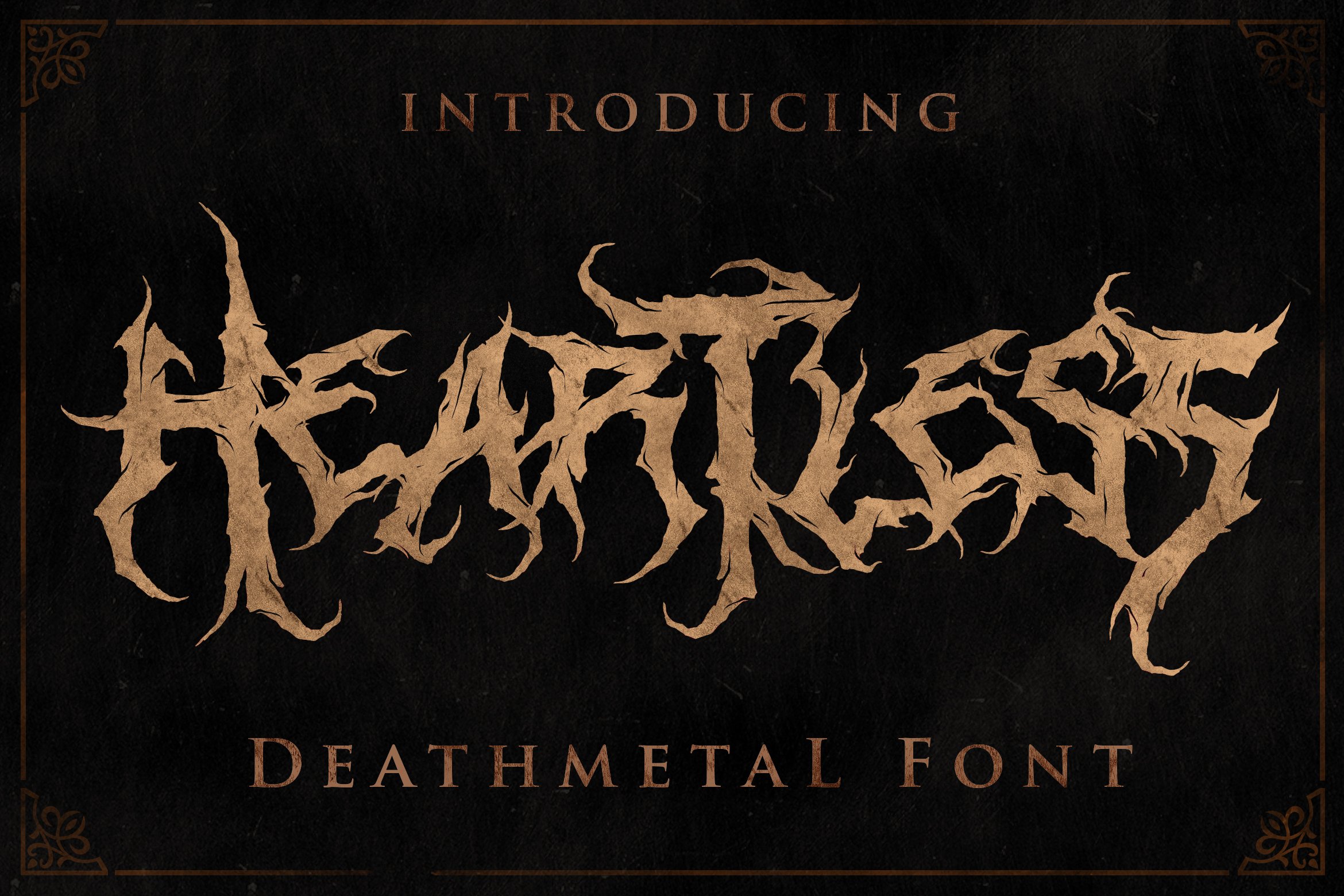 潮流逆反差酸性锋利毛刺标题徽标Logo设计装饰英文字体素材 Heartless-Great Deathmetal Font_img_2