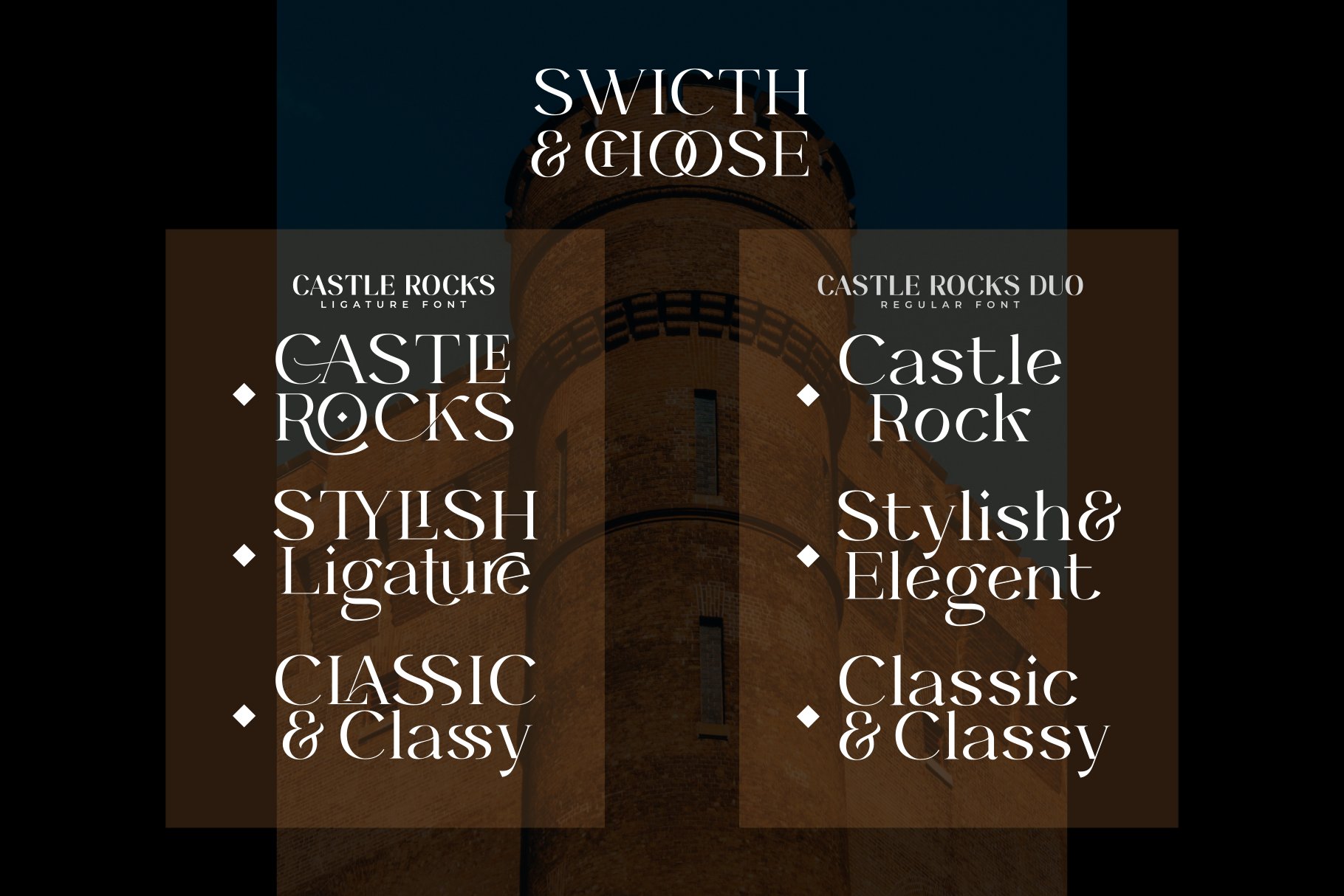时尚优雅杂志海报标题品牌徽标Logo设计衬线英文字体素材 Castle Rocks Font_img_2