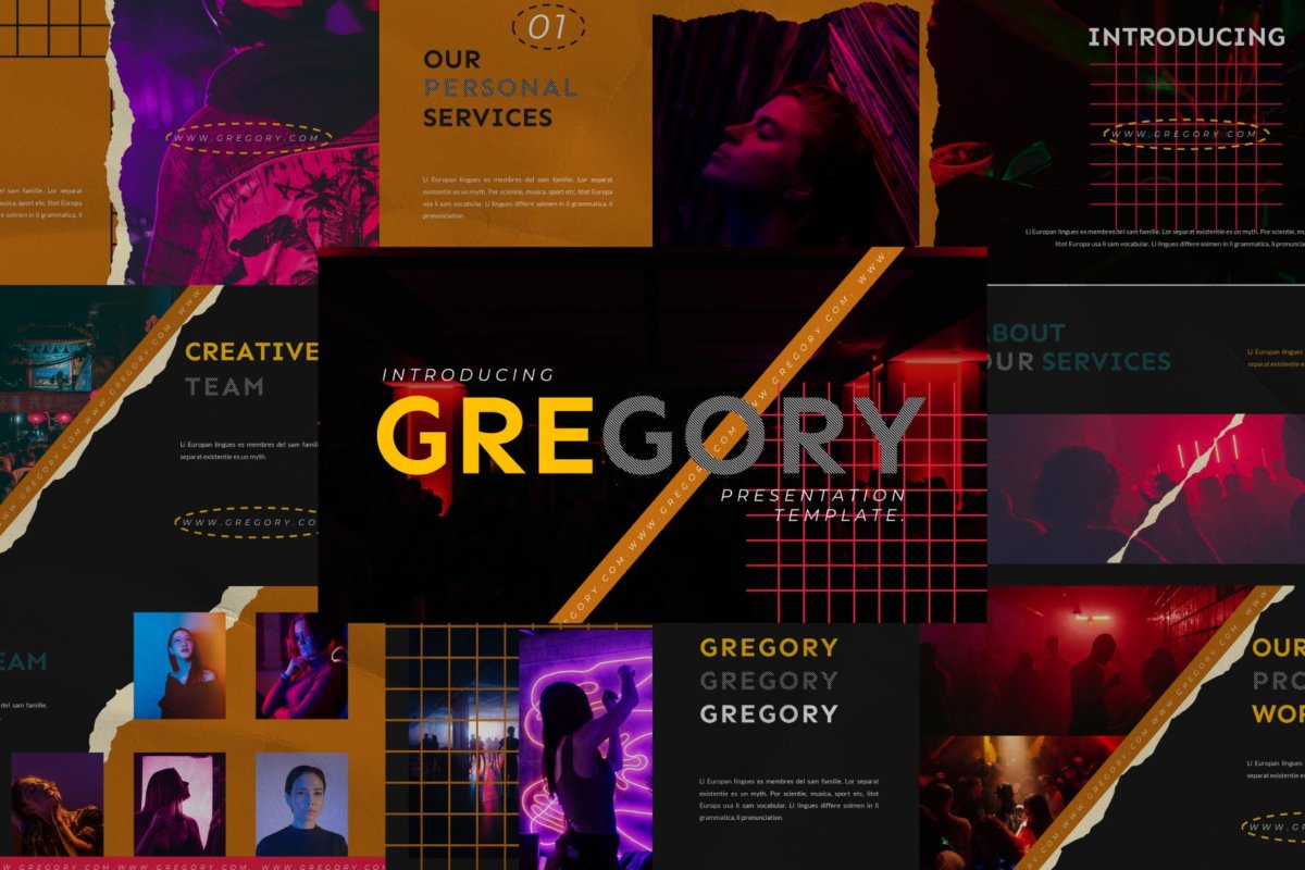 时尚撕纸效果品牌策划提案简报演示模版 Gregory - PowerPoint Template_img_2