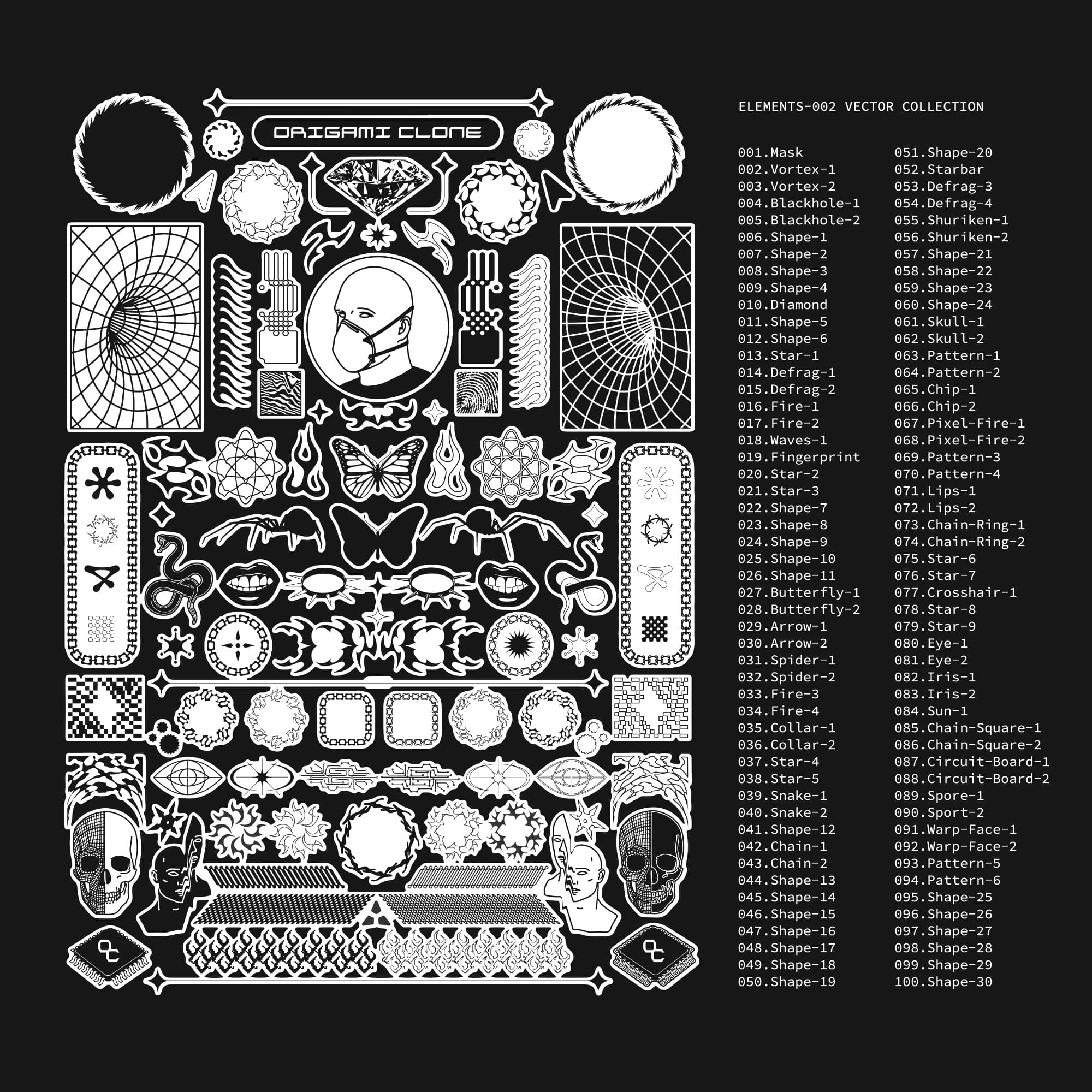 100款潮流复古嘻哈酸性艺术插图图标矢量设计素材 Studio Innate - Elements 002_img_2