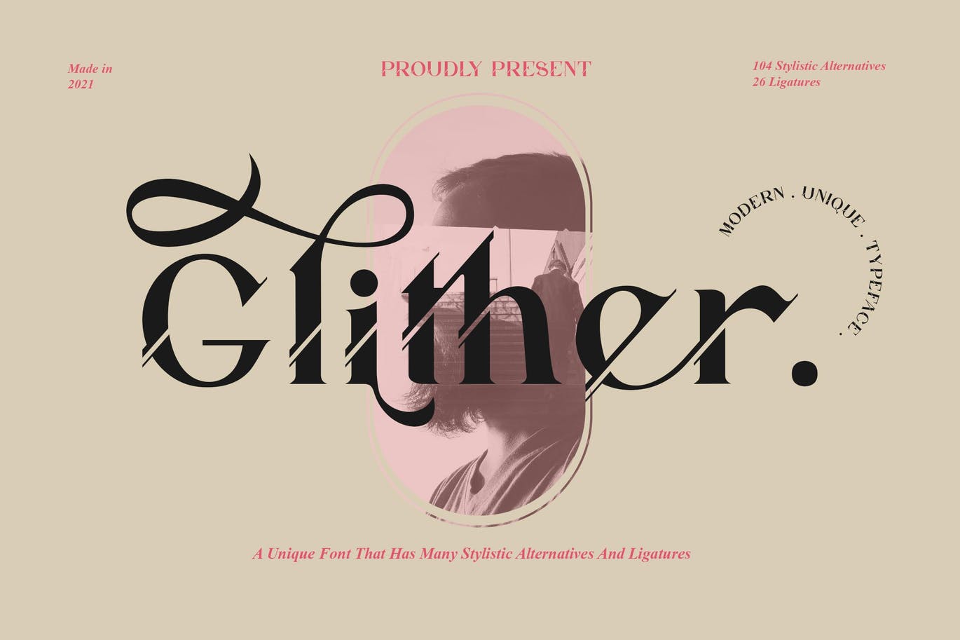 现代优雅杂志海报标题徽标Logo设计衬线英文字体素材 Glither Font_img_2