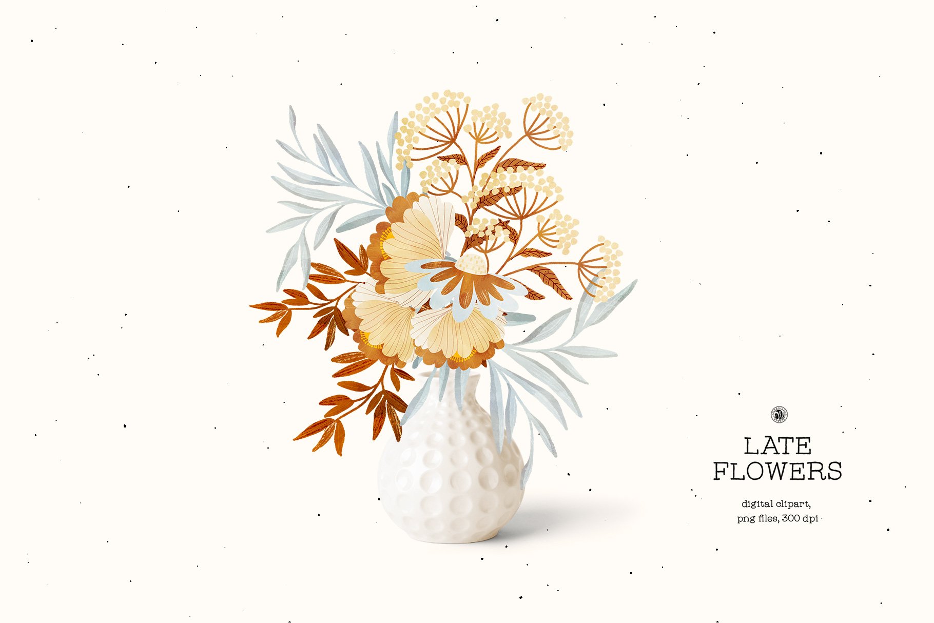 18个高清植物花圈手绘水彩画PNG透明图片合集 Late Flowers - Digital Clipart Set_img_2