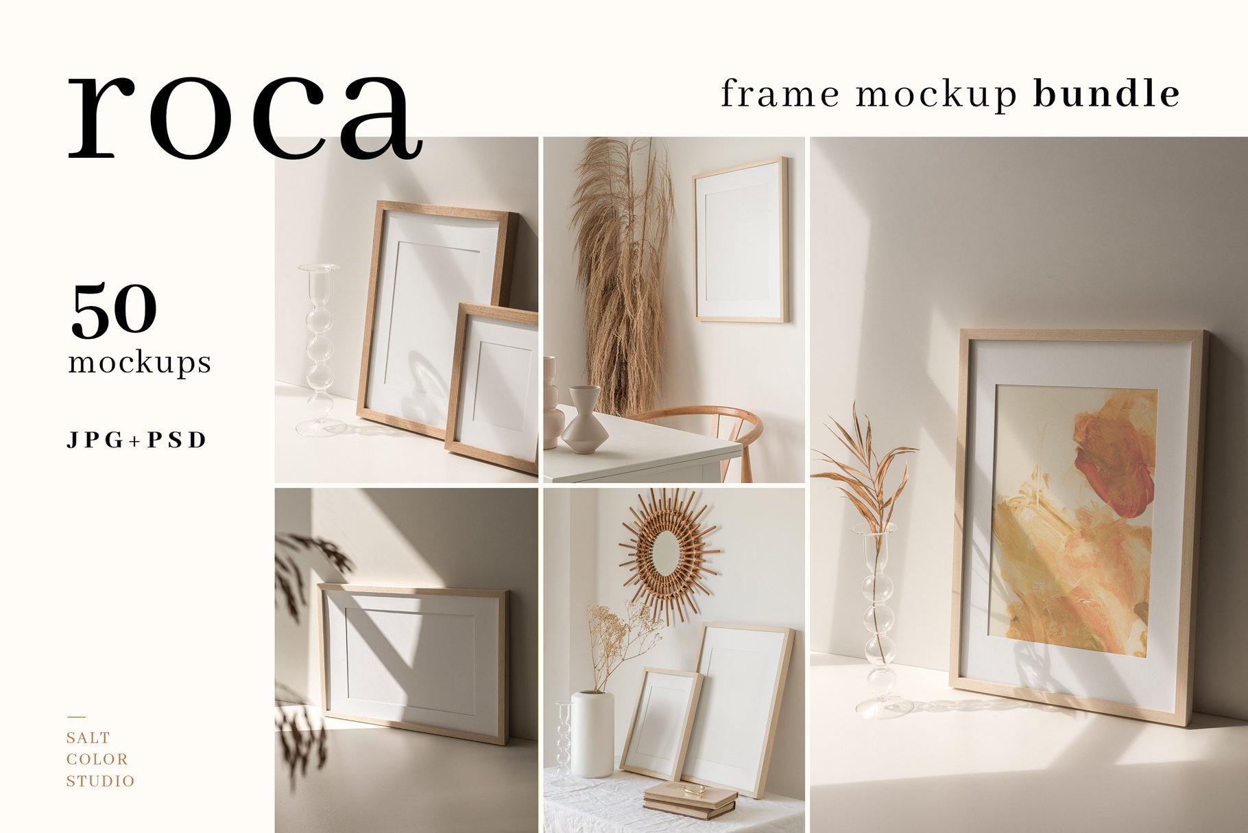 50个极简主义室内艺术品相片展示框架相框样机PSD模版素材 Roca Frame Mockup Bundle - JPG + PSD_img_2