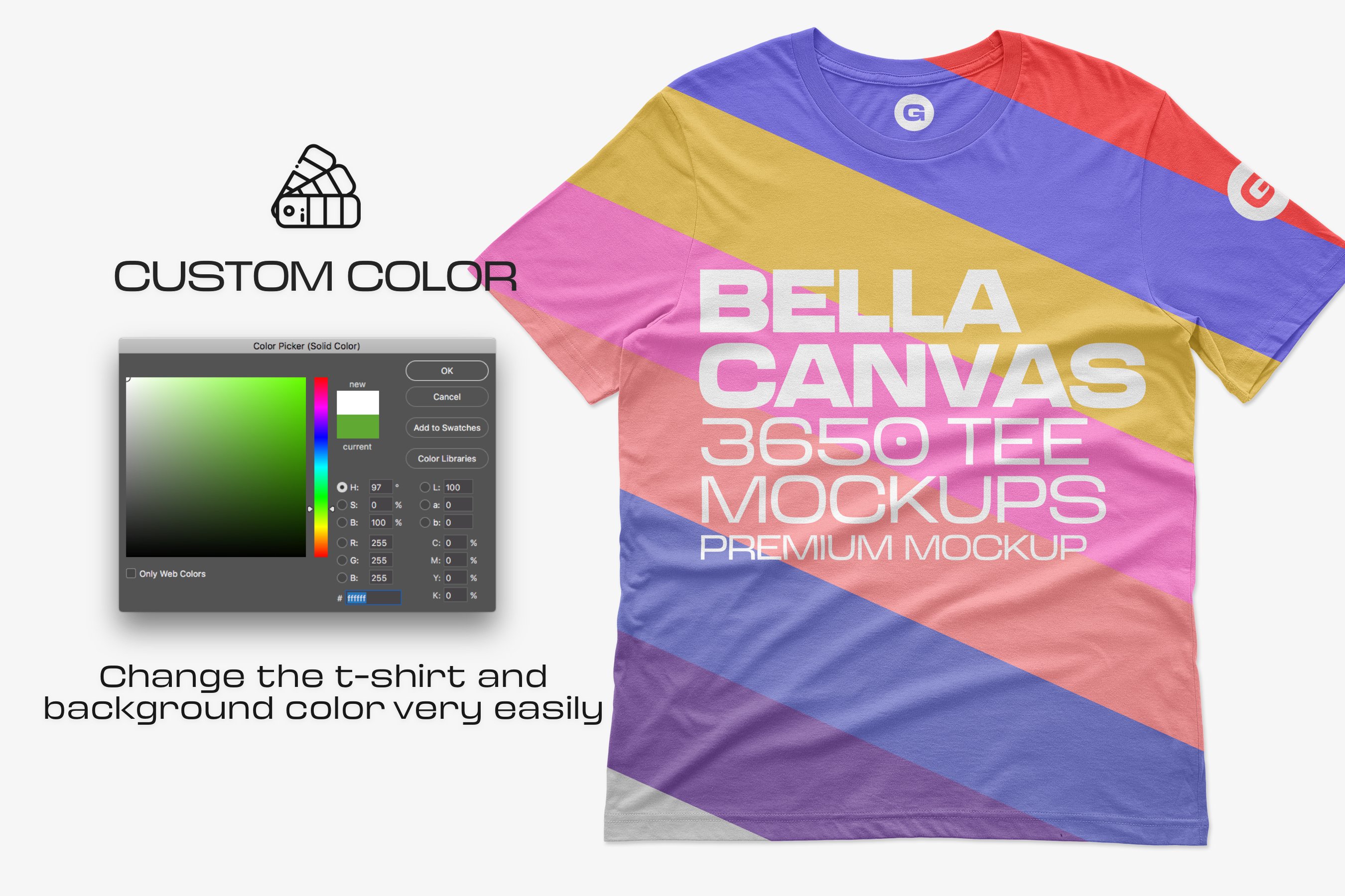 10款简约棉料半袖T恤印花图案设计PS贴图样机 Bella 3650 Short Sleeve Tee Mockups_img_2