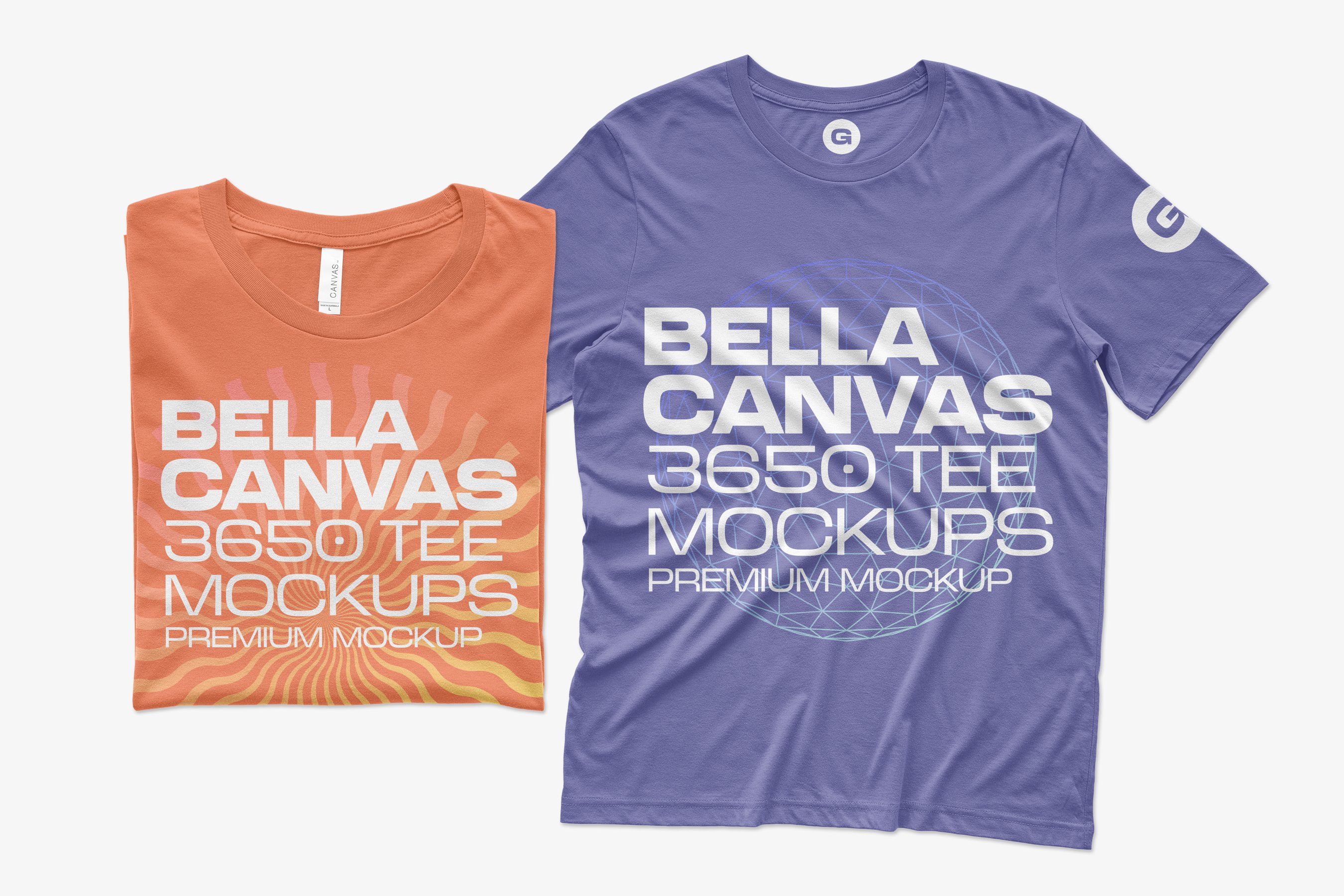 10款简约棉料半袖T恤印花图案设计PS贴图样机 Bella 3650 Short Sleeve Tee Mockups_img_2