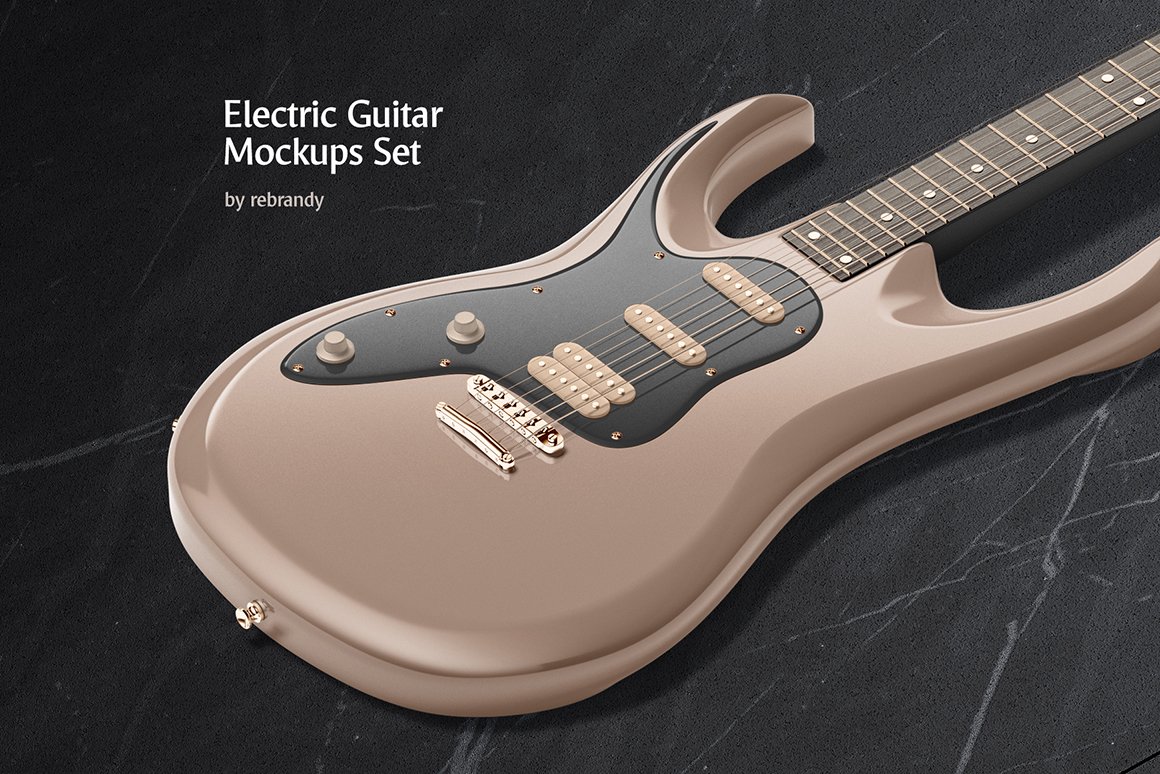 逼真电吉他外观设计展示样机模板合集 Electric Guitar Mockups Set_img_2