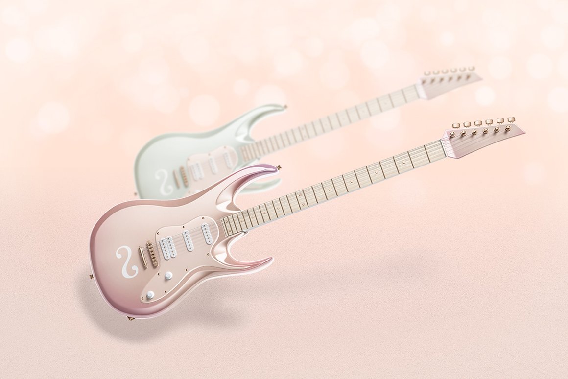 逼真电吉他外观设计展示样机模板合集 Electric Guitar Mockups Set_img_2