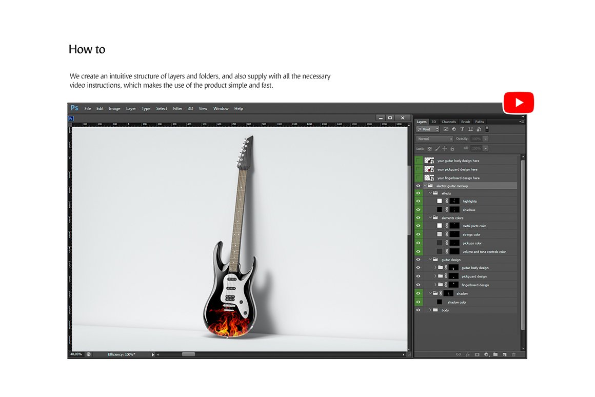 逼真电吉他外观设计展示样机模板合集 Electric Guitar Mockups Set_img_2