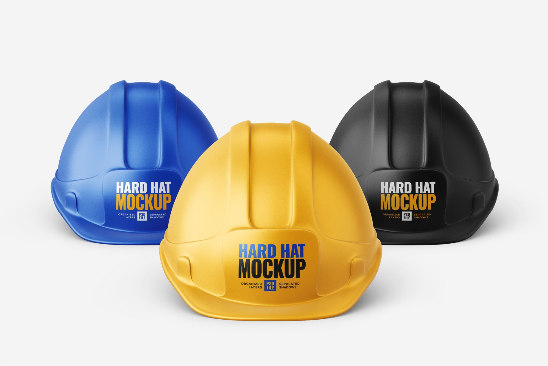 8款逼真工程安全帽头盔设计样机PSD模板素材 Construction Hard Hat Mockup Set_img_2