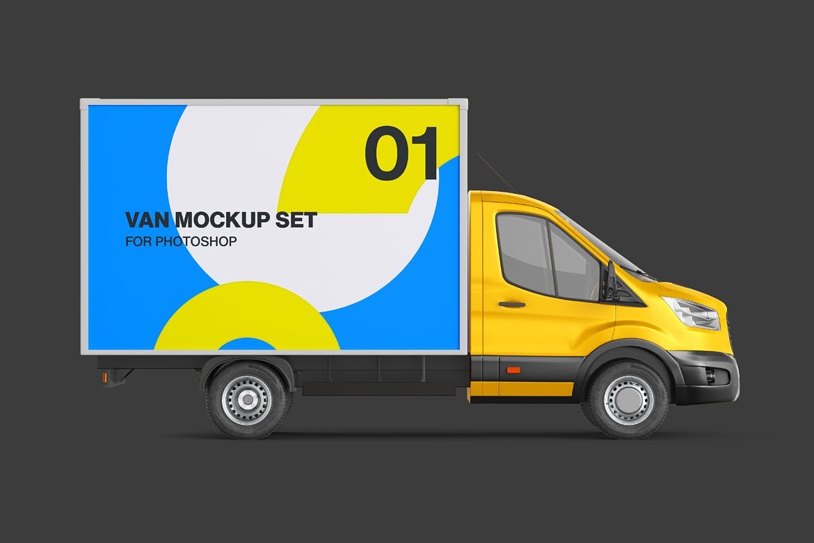 封闭式小货车车厢广告设计贴图样机 Cube Van Mockup 02_img_2