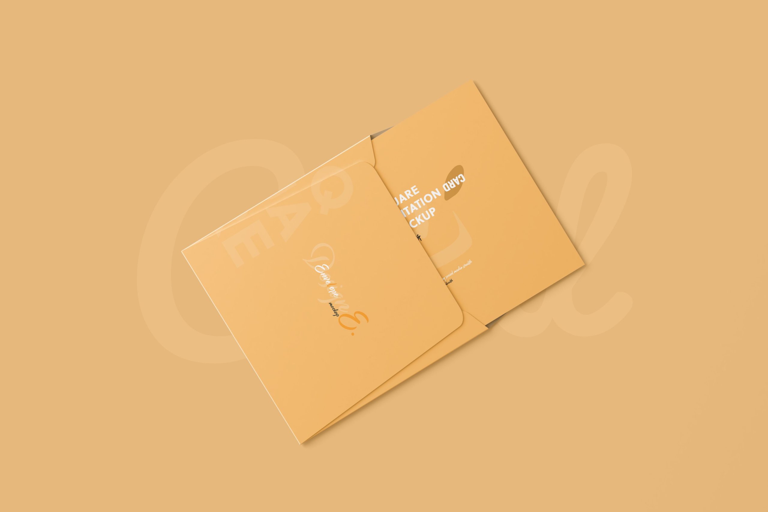 23个时尚方形邀请卡卡片信封设计PS智能贴图样机模板 Square Folded Invitation Card Mockup_img_2