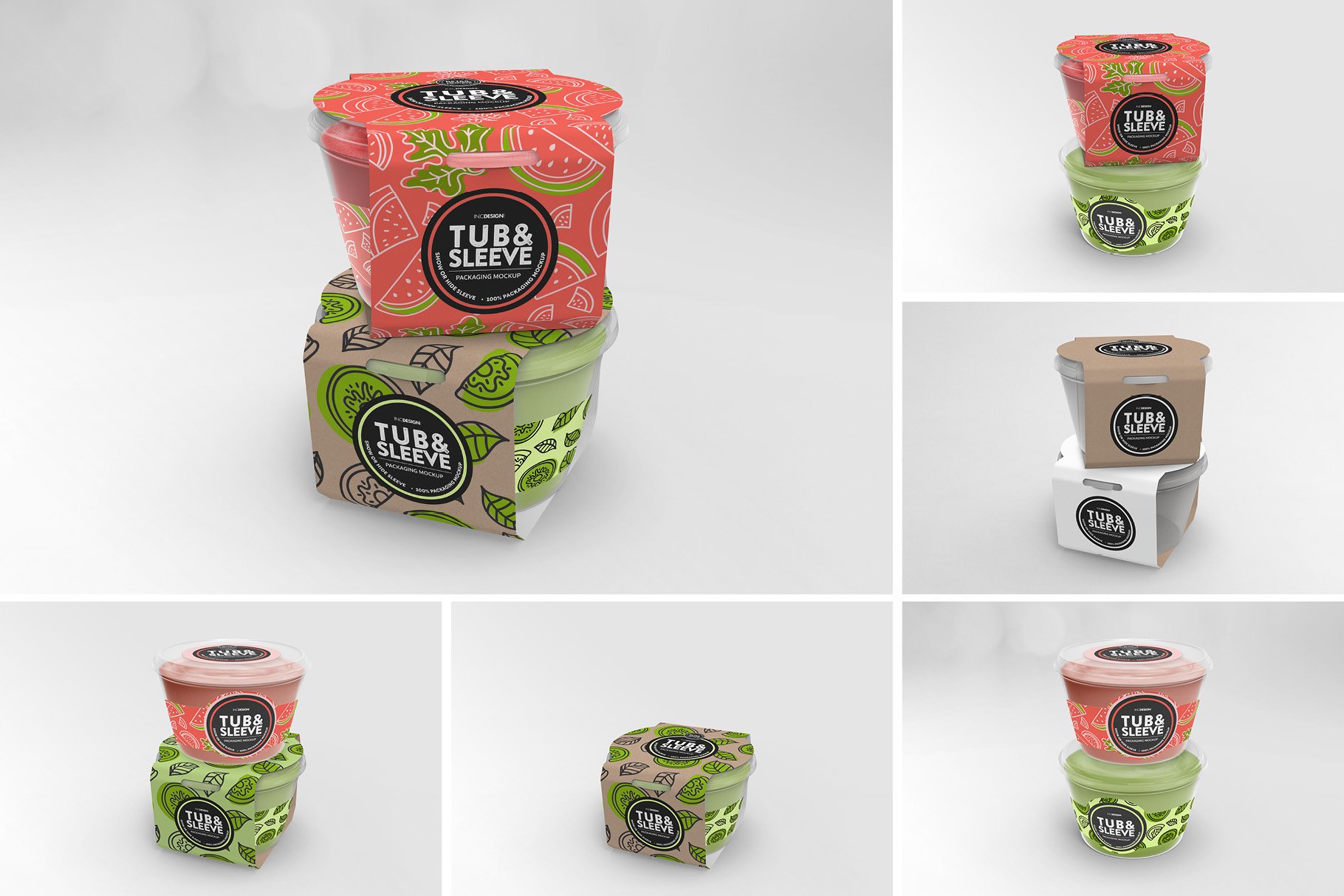 高品质食品外卖袖子包装标签设计展示样机 Tub and Sleeve Packaging Mockup_img_2