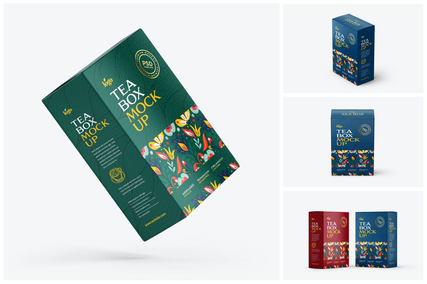 极简茶叶包装纸盒设计样机合集 Tea Box Packaging Mockup Set_img_2