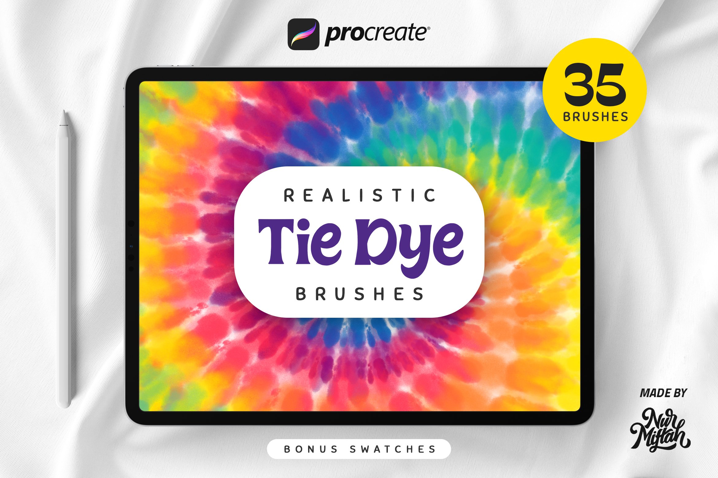 35个逼真扎染效果iPad Procreate笔刷素材 Procreate Realistic Tie Dye Brushes_img_2