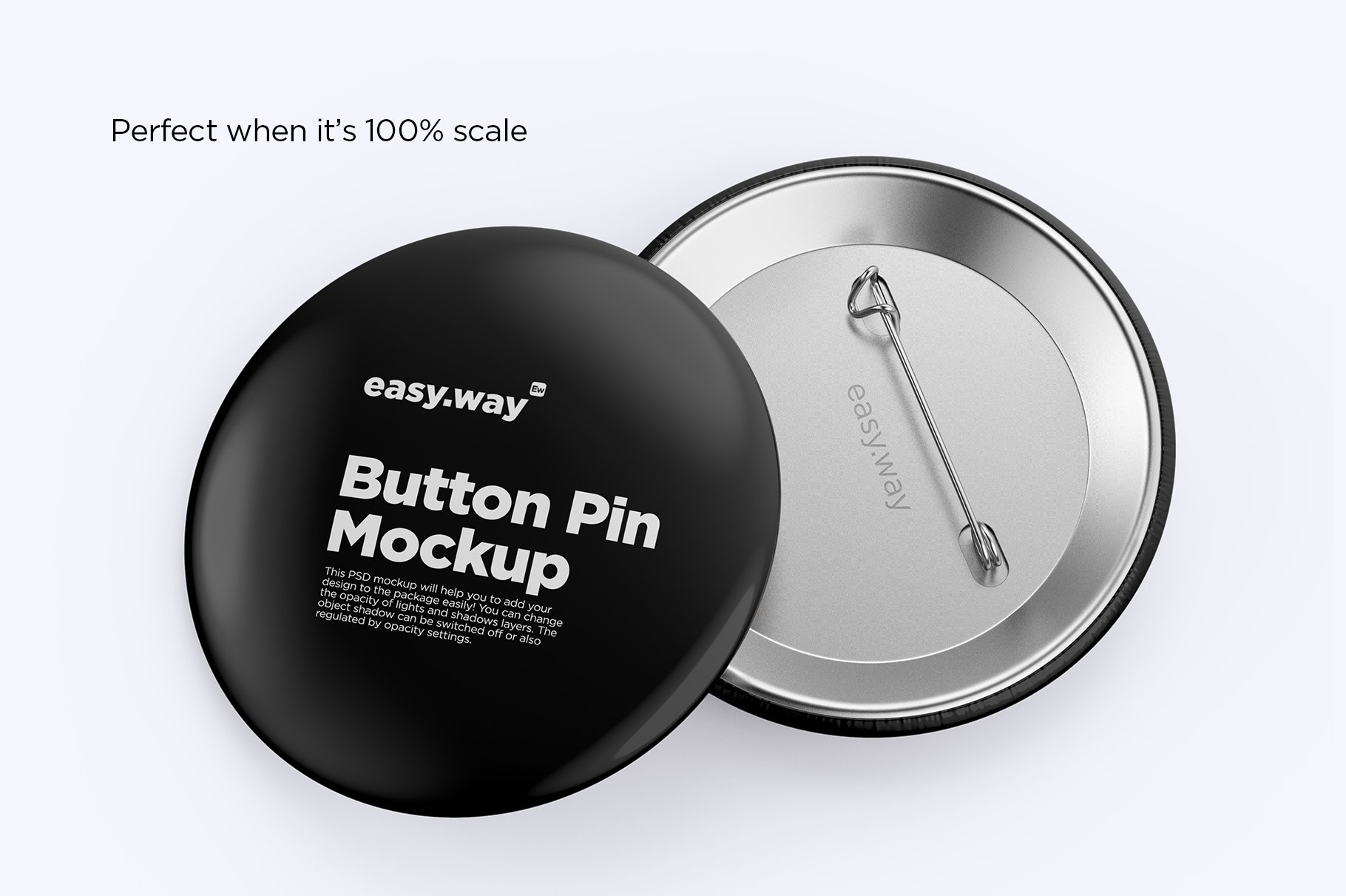 6个别针纽扣胸牌设计贴图PSD样机合集 Button Pins PSD Mockups Set_img_2