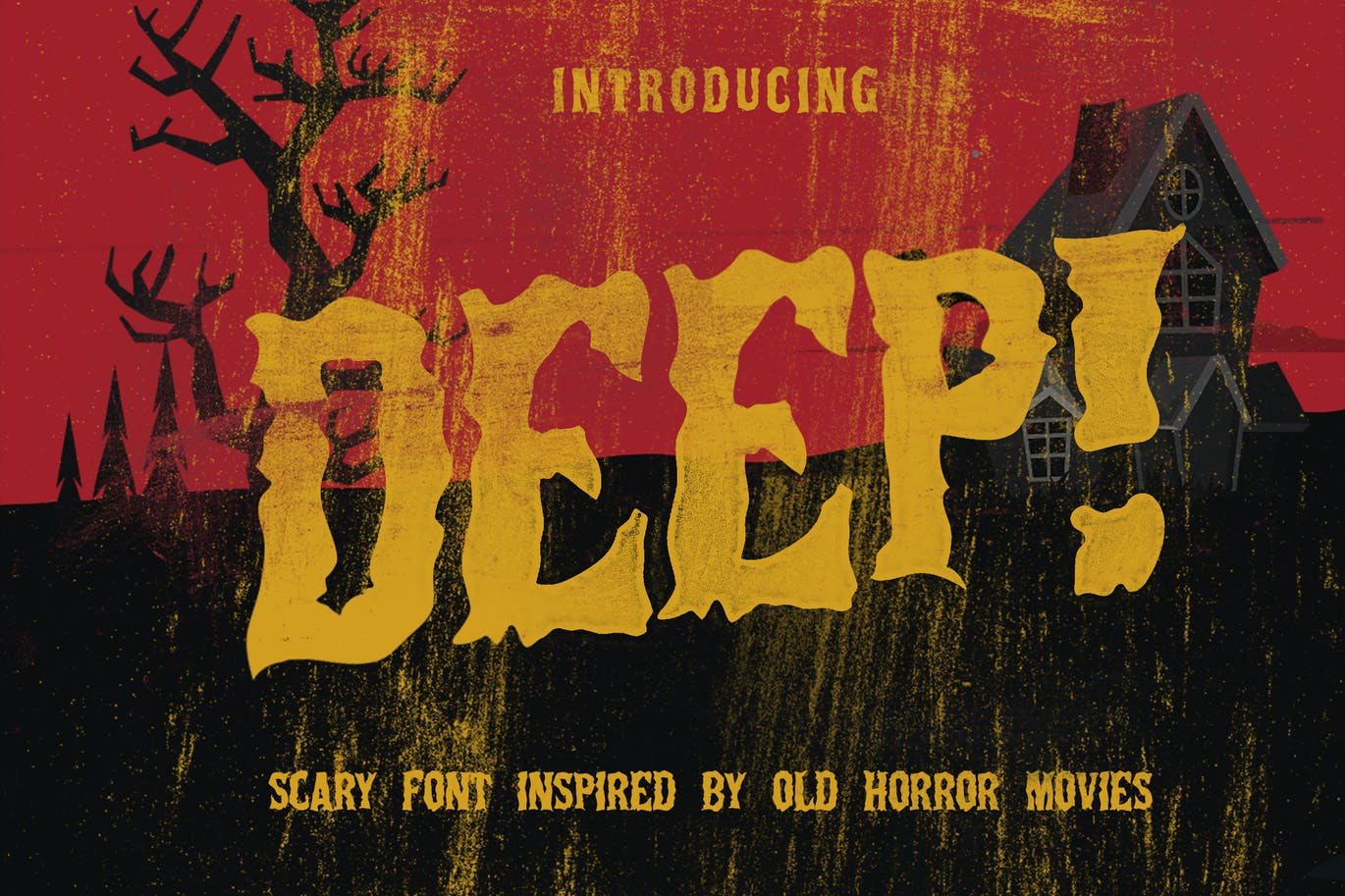 恐怖海报标题徽标Logo装饰英文字体下载 Deep Horror Font_img_2