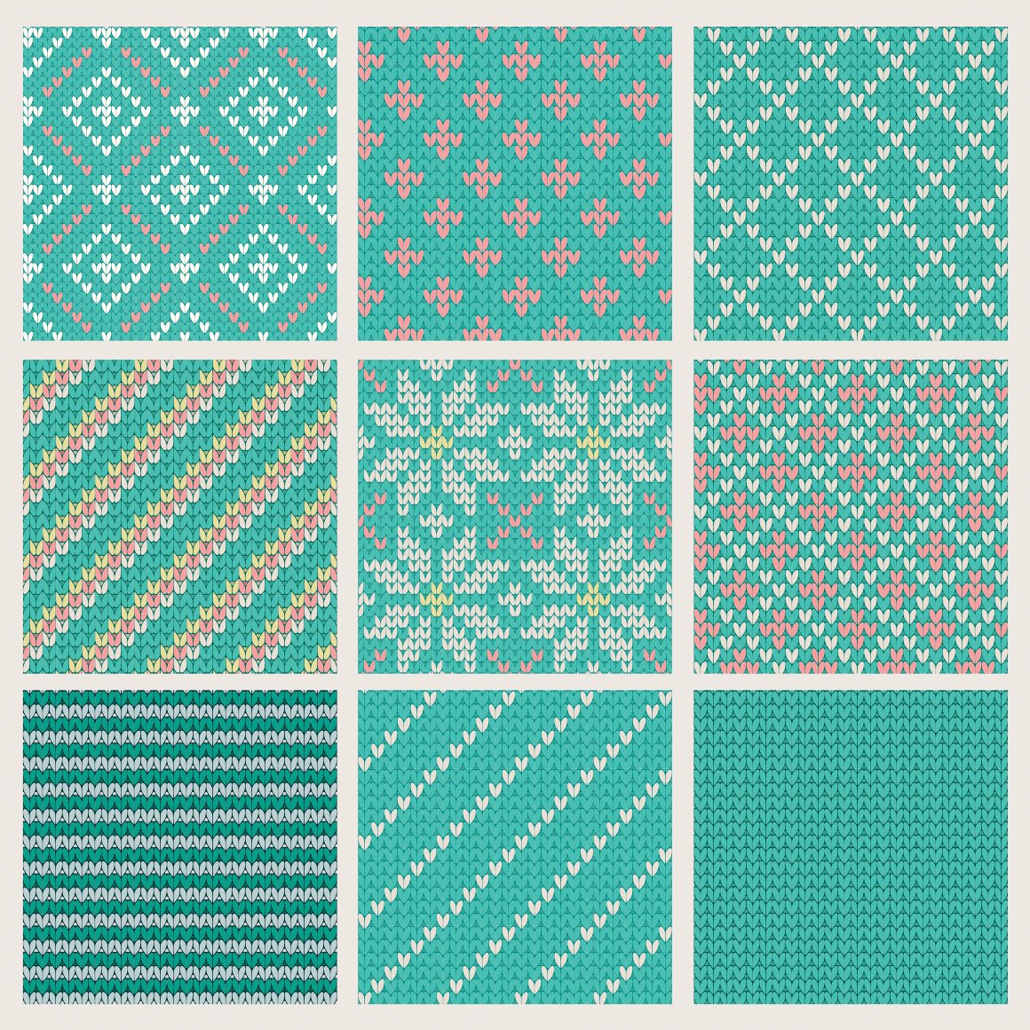 30套针织毛线无缝隙图案纹理背景矢量设计素材 30 Seamless Knit Textures_img_2